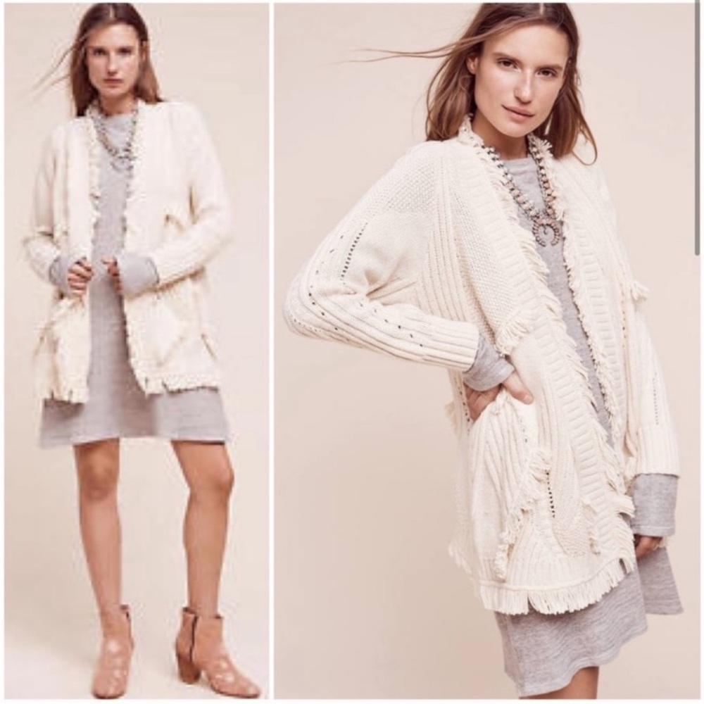 Anthropologie Rosie Neira Rima Fringed Cardigan Size XS